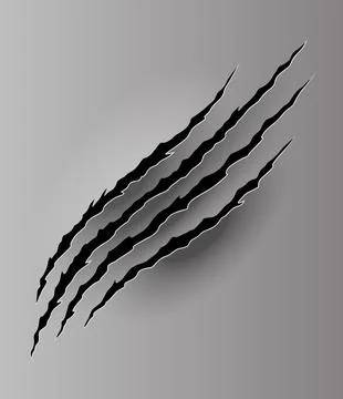 Bear or tiger claw mark. Scratches and torn traces of vector animal paw slashes Stock Illustration