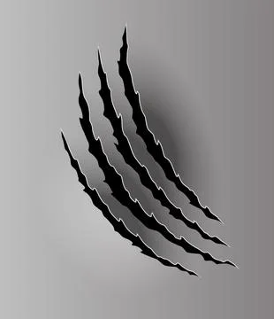 Bear or tiger claw mark. Scratches and torn traces of vector animal paw slashes Stock Illustration