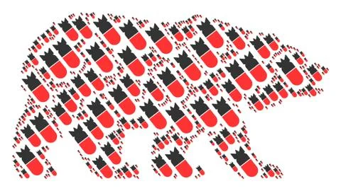 Bear Pattern of Aviation Bomb Items Stock Illustration