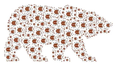 Bear Pattern of Bug Icons Stock Illustration