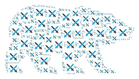 Bear Pattern of Crossing Swords Icons Stock Illustration