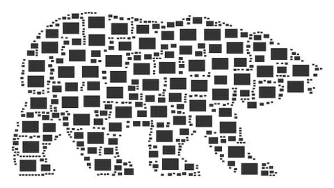 Bear Pattern of Filled Rectange Icons Illustrazione stock