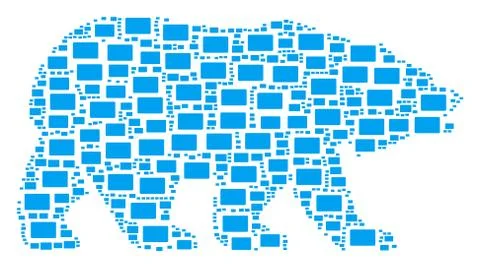 Bear Pattern of Filled Rectangle Icons Illustrazione stock