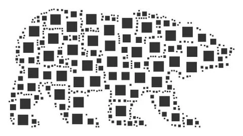 Bear Pattern of Filled Square Icons Stock Illustration