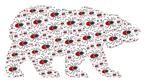 Bear Pattern of Mite Tick Icons Illustrazione stock