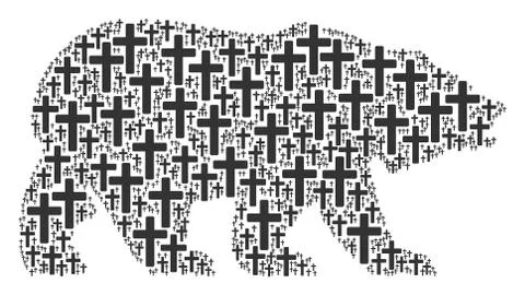 Bear Pattern of Religious Cross Items Stock Illustration
