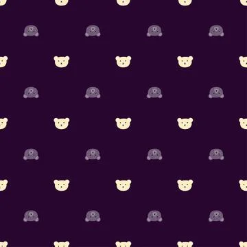 Bear pattern seamless in freehand style. Head animals on colorful background. Illustrazione stock
