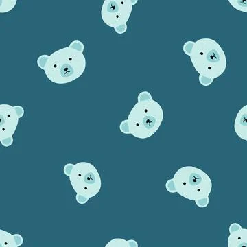 Bear pattern seamless in freehand style. Head animals on colorful background. Illustrazione stock