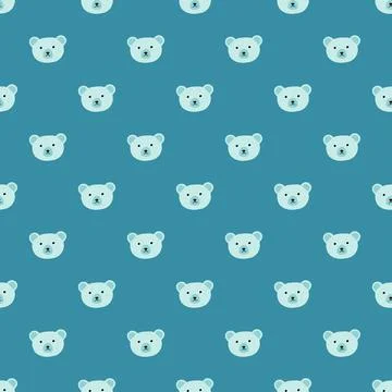 Bear pattern seamless in freehand style. Head animals on colorful background. Stock Illustration