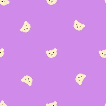 Bear pattern seamless in freehand style. Head animals on colorful background. Illustrazione stock