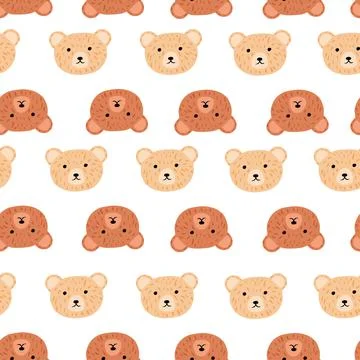 Bear pattern seamless in freehand style. Head animals on colorful background. Illustrazione stock