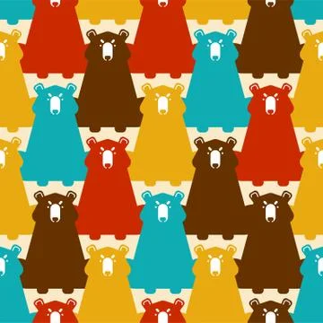 Bear pattern seamless. Grizzly ornament. Wild predator background. Vector ill Stock Illustration