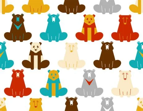 Bear pattern seamless. Panda background. Grizzly ornament. Baribal texture. V Stock Illustration