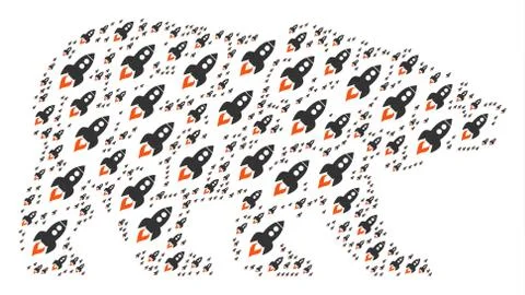 Bear Pattern of Space Rocket Launch Items Stock Illustration