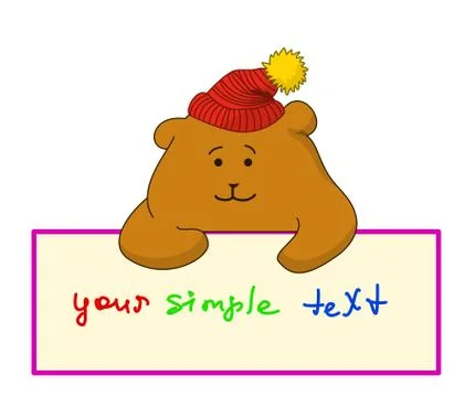 Bear-pillow in a cap with the poster Stock Illustration