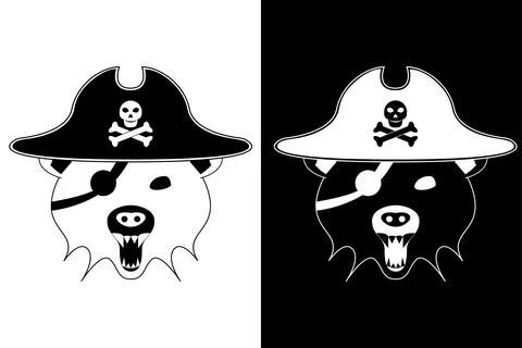 Bear pirate face icon Stock Illustration