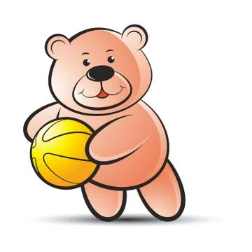 Bear play with basketball Illustrazione stock