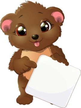 Bear points a finger at plate Stock Illustration
