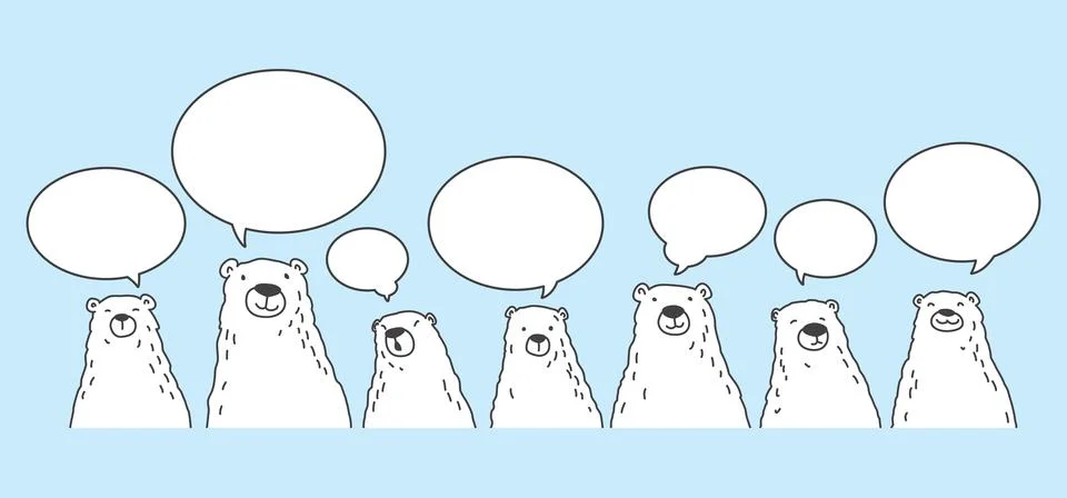 Bear polar bear breed vector speech bubble illustration character cartoon Stock Illustration