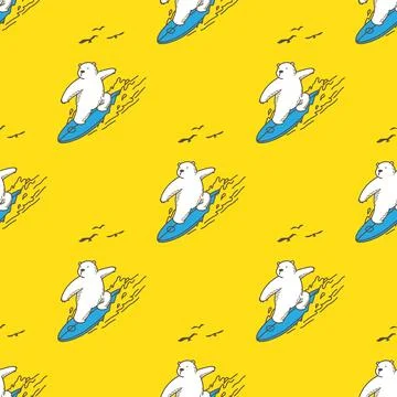 Bear polar bear seamless pattern surf ocean vector wallpaper イラスト素材