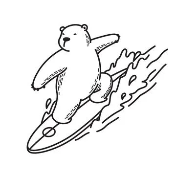 Bear polar seamless pattern surf ocean vector illustration character cartoon Illustrazione stock