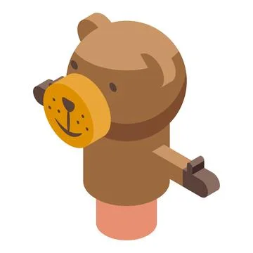 Bear puppet doll icon isometric vector. Animal play 스톡 일러스트