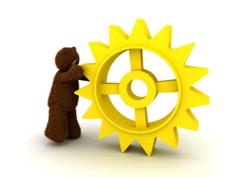 Bear pushes the gear Stock Illustration