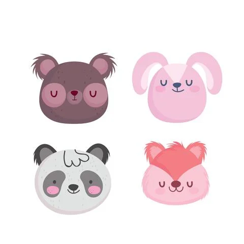 Bear rabbit panda and squirrel cartoon isolated vector design Stock Illustration