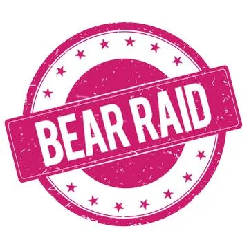 BEAR-RAID stamp sign magenta pink Stock Illustration