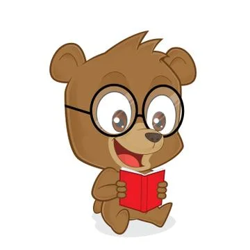 Bear reading a book Stock Illustration