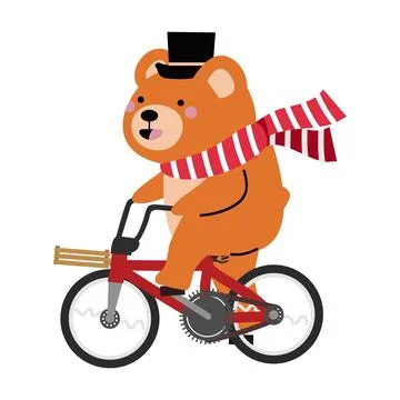 Bear riding a bicycle  vector イラスト素材
