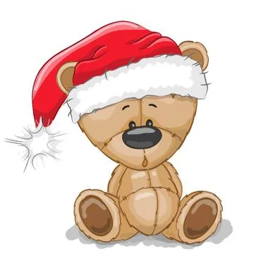 Bear in a Santa hat Stock Illustration
