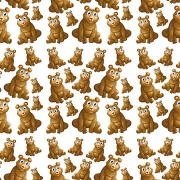Bear on seamless pattern Stock Illustration