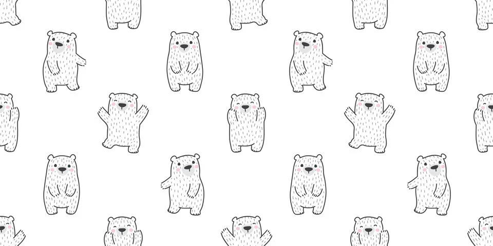 Bear seamless pattern polar bear vector isolated teddy happy 스톡 일러스트