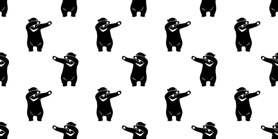 Bear seamless pattern polar bear vector teddy dab dance isolated Illustrazione stock