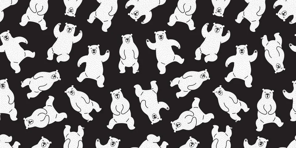 Bear seamless pattern polar bear isolated dance teddy vector 스톡 일러스트