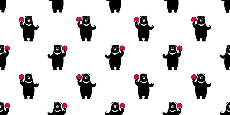 Bear Seamless Pattern Polar Bear vector ping pong wallpaper isolated background Stock Illustration