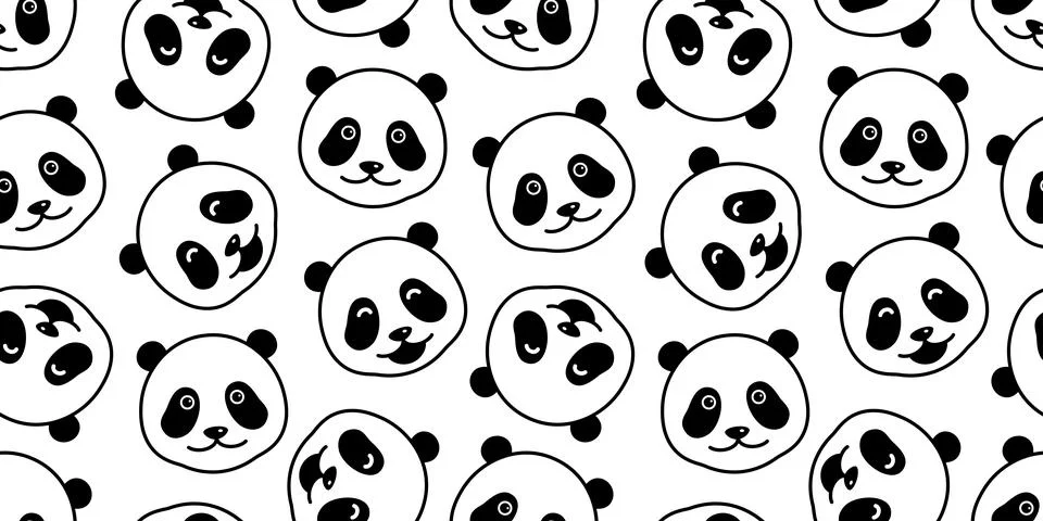 Bear seamless pattern vector panda isolated polar bear head doodle 库存插图