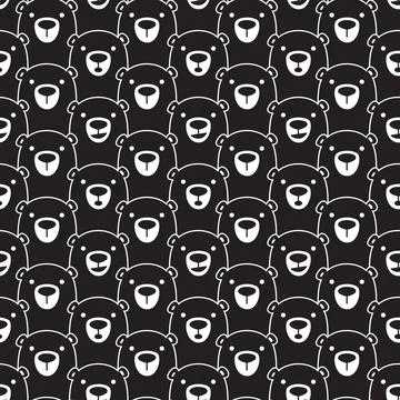 Bear seamless pattern vector pattern wallpaper scarf isolated tile background Stock Illustration