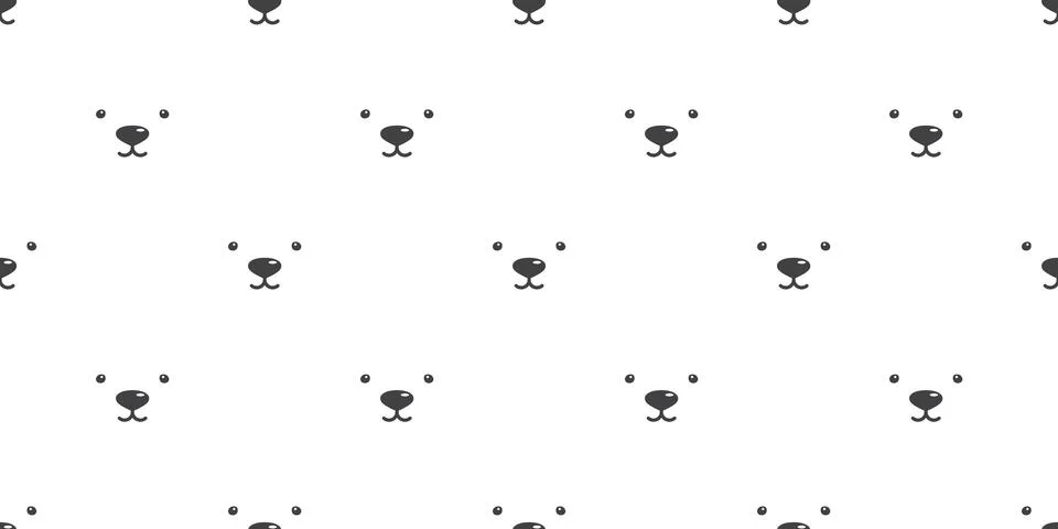 Bear Seamless Pattern vector polar bear face isolated background wallpaper white Stock Illustration