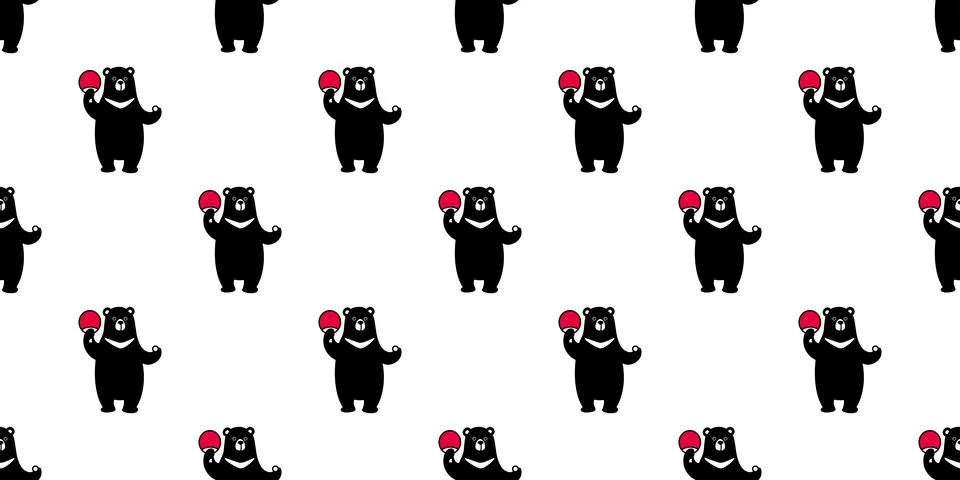 Bear Seamless Pattern vector Polar Bear ping pong background wallpaper isolated Illustrazione stock