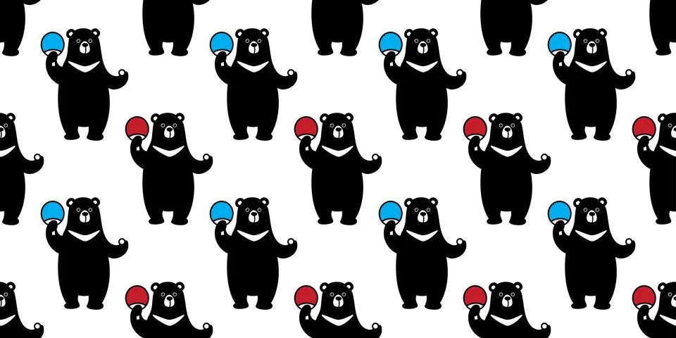 Bear Seamless Pattern vector Polar Bear isolated ping pong wallpaper background Stock Illustration