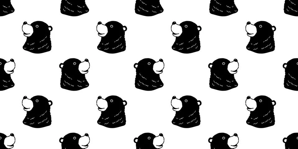 Bear seamless pattern vector Polar Bear smile happy 스톡 일러스트