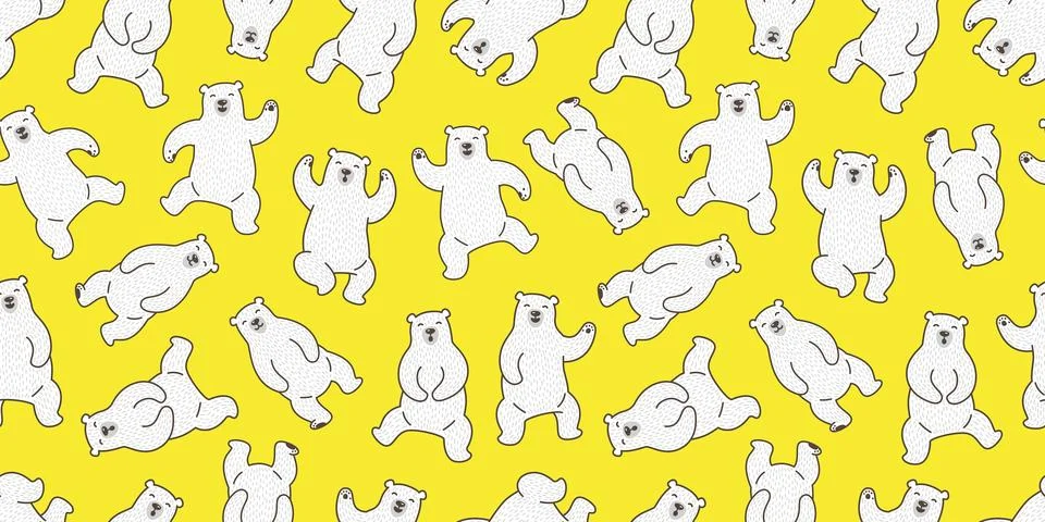 Bear seamless pattern vector polar bear isolated teddy dance 스톡 일러스트