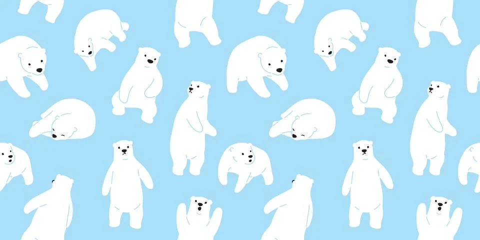 Bear seamless pattern vector polar bear teddy wallpaper background Stock Illustration