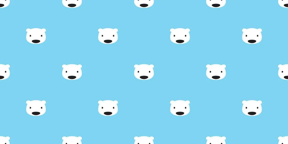 Bear seamless pattern vector polar bear teddy head isolated Stock Illustration