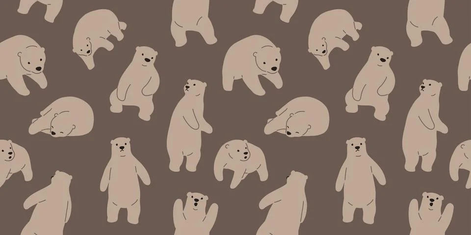 Bear seamless pattern vector polar bear isolated teddy 스톡 일러스트