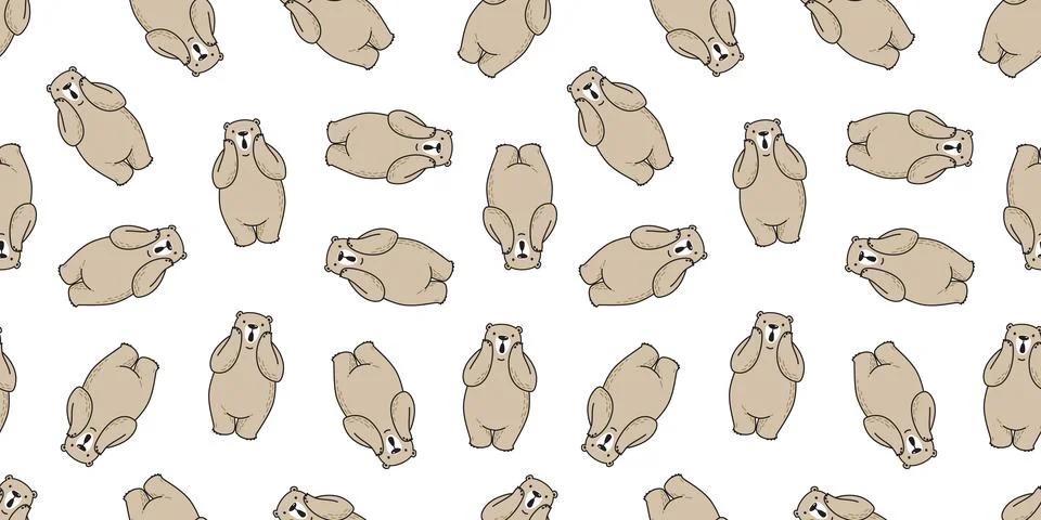 Bear seamless pattern vector polar bear isolated wallpaper background Stock Illustration