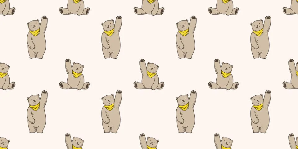 Bear seamless pattern vector polar bear scarf isolated background wallpaper Stock Illustration