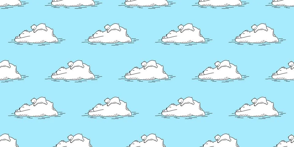 Bear seamless Polar bear vector pattern sleeping isolated wallpaper background 스톡 일러스트